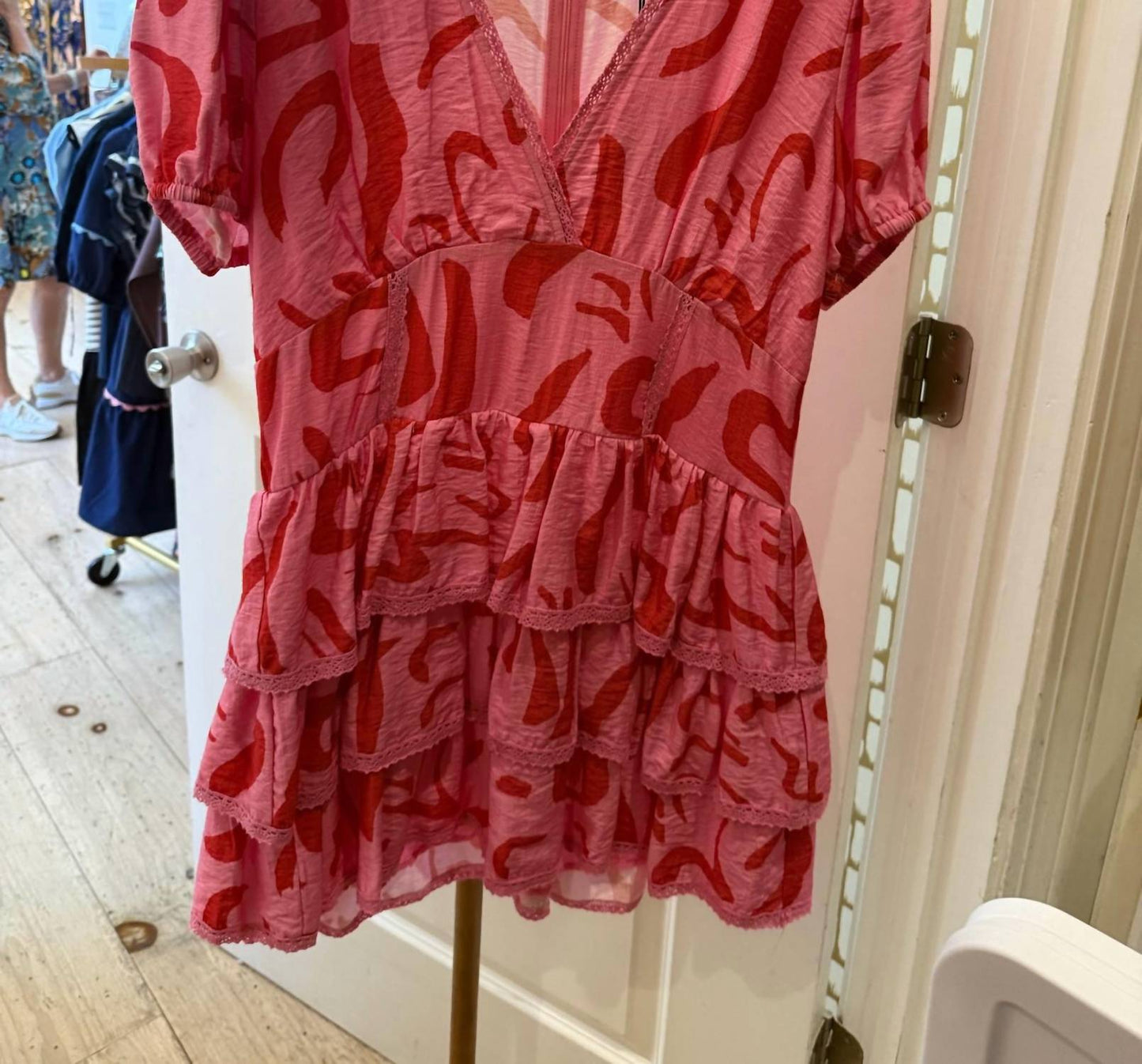 Day + Moon - Tiered Ruffle Romper Dress With Lace