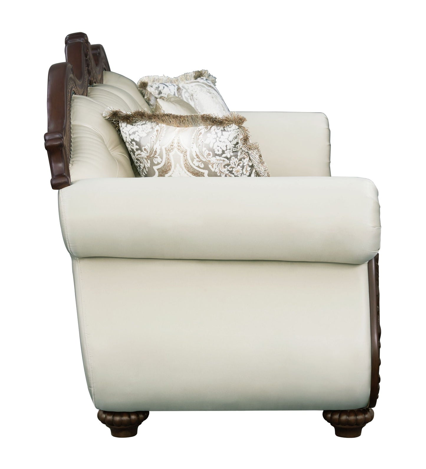 Pierce Sofa With 5 Pillows - Beige / Cherry