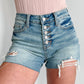 Judy Blue - Mid Rise Button Fly Distressed Shorts