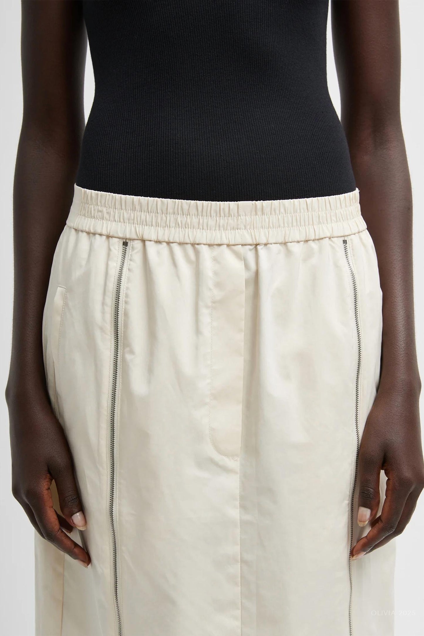 Tibi - Nylon Zipper Maxi Skirt