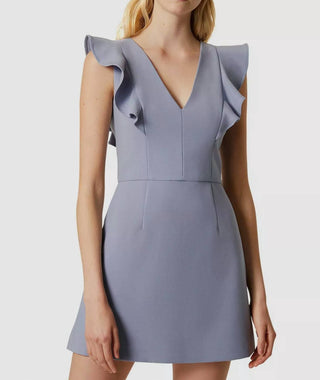 French Connection - Vestido com decote em V e babados sussurrantes