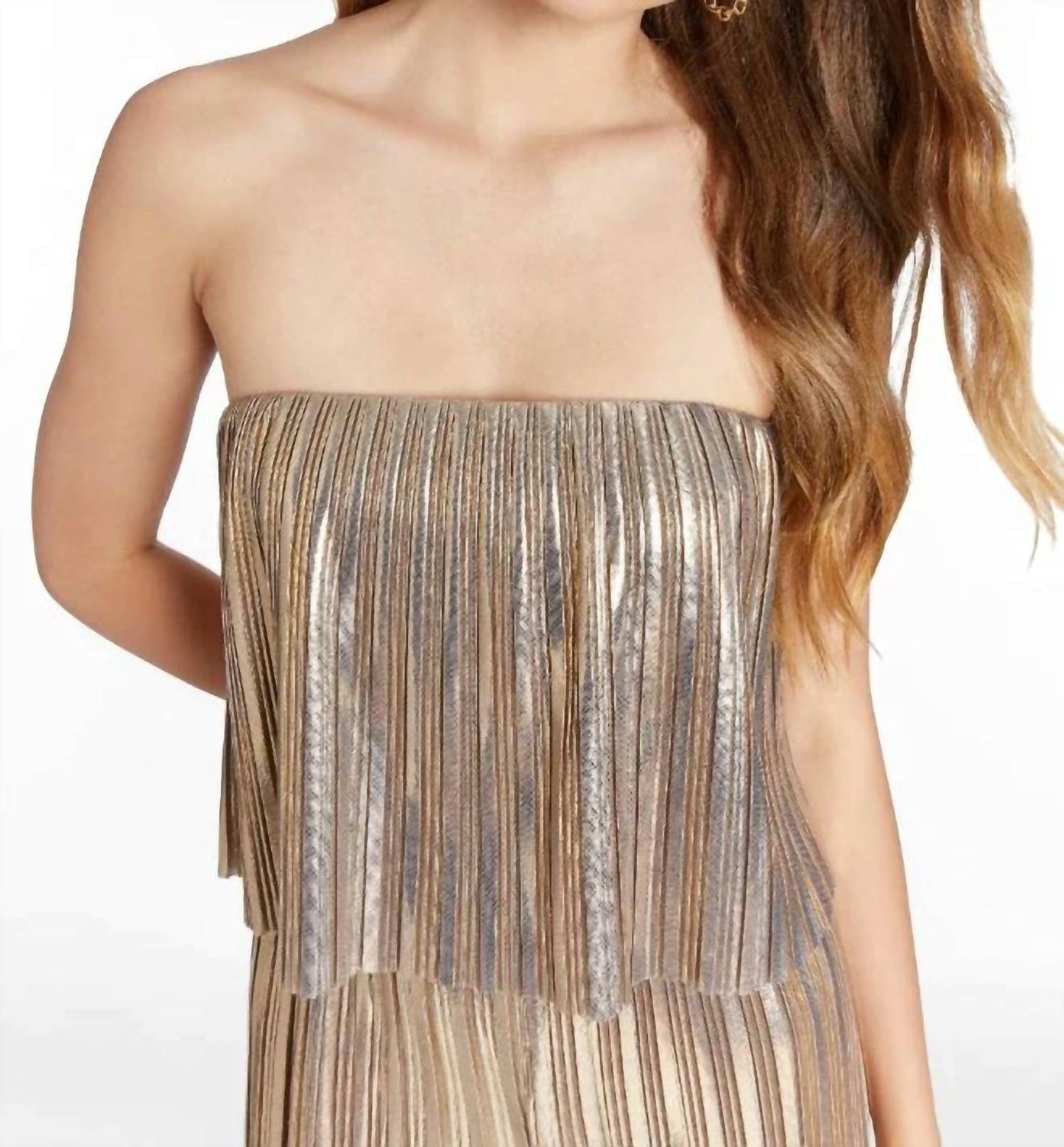 Amanda Uprichard - Collina Metallic Strapless Jumpsuit