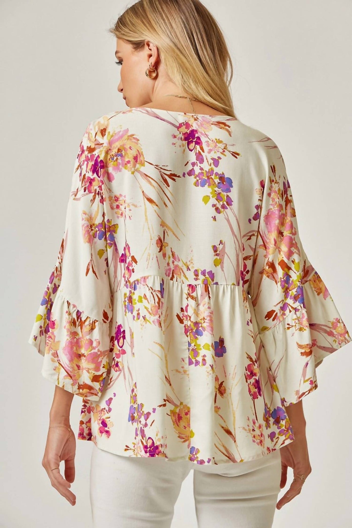 Andree By Unit - Floral Three Fourth Sleeve Top