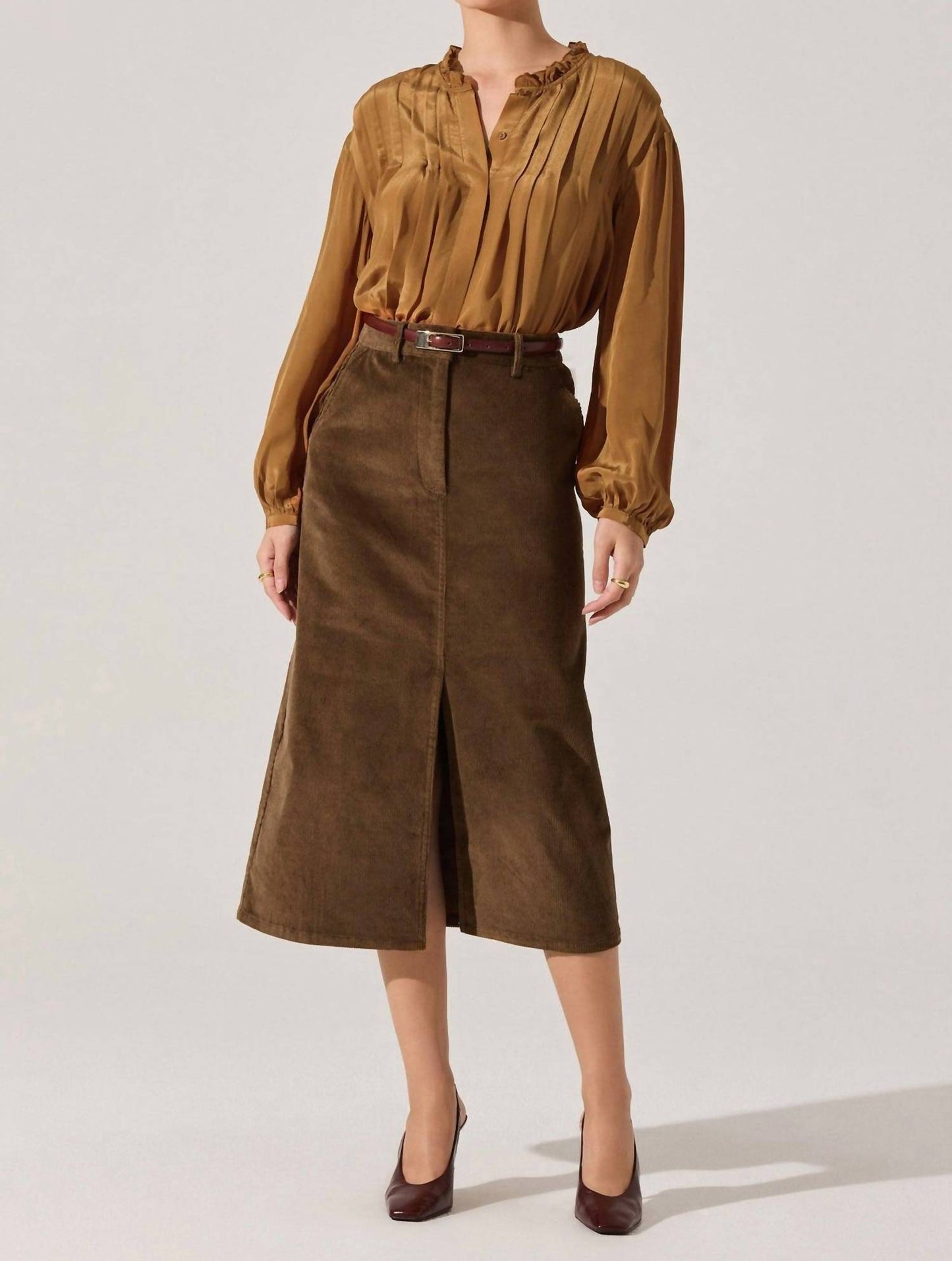 Astr - Ashton Pleated Ruffle Trim Top