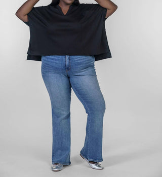 Psophia - Camiseta Dolman com decote em V e um bolso