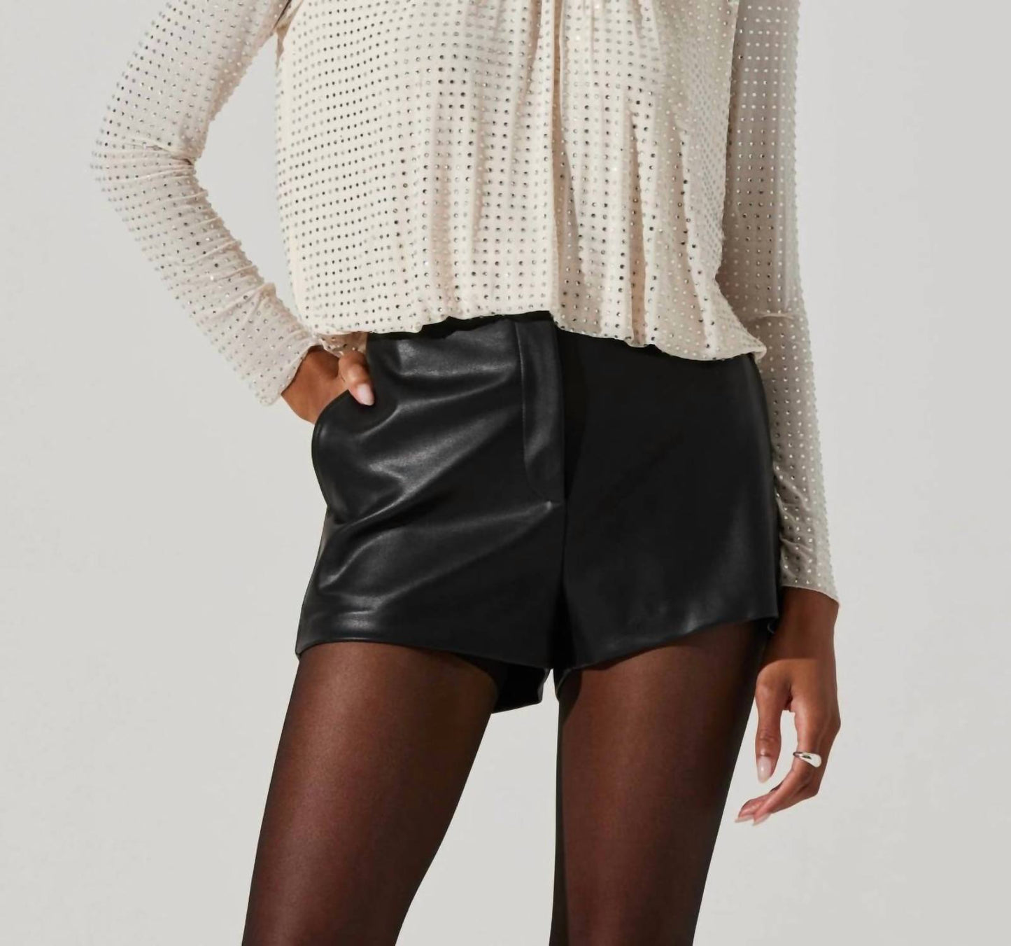Astr - Balsa Mock Neck Rhinestone Top