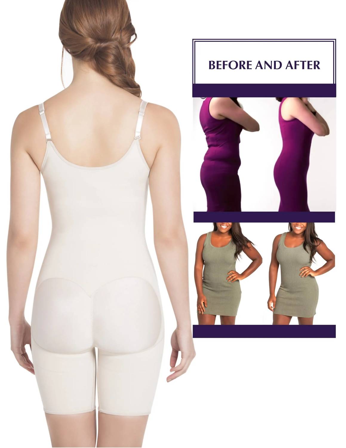 Siluets - Slimming Braless Mid-thigh Body Shaper With Latex