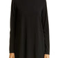 Eileen Fisher Crewneck Long Sleeve Tunic Top in Black, Size X-Large