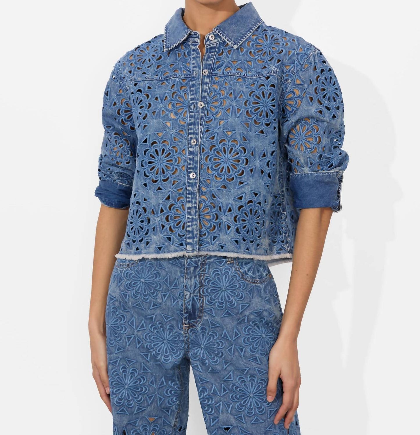 Alice + Olivia - Finely Cropped Oversized Shirt