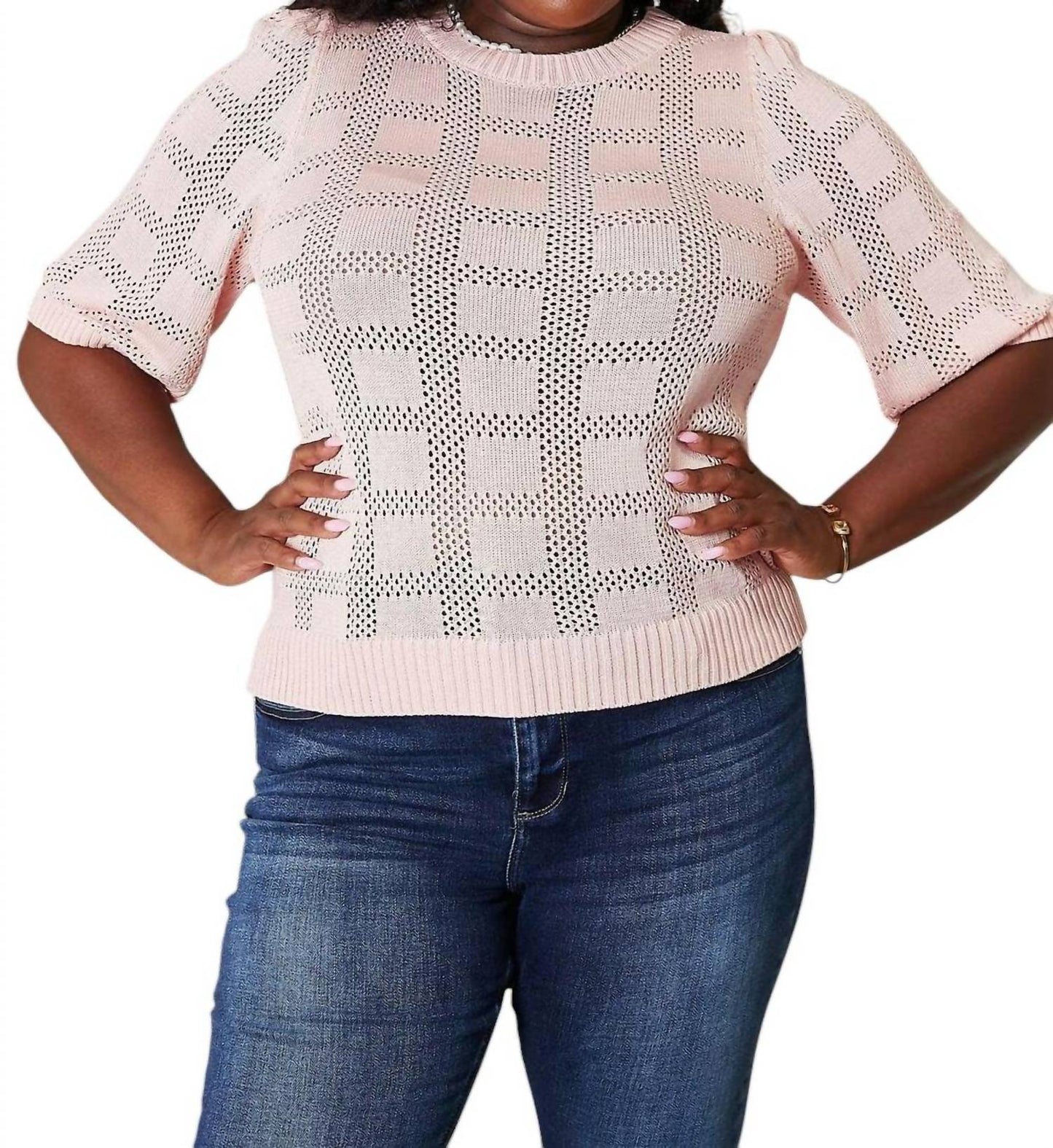 Double Take - Chic Ribbed Round Neck Knit Top