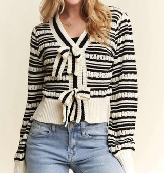 Trendsi - Blusa de malha listrada com laço Adora