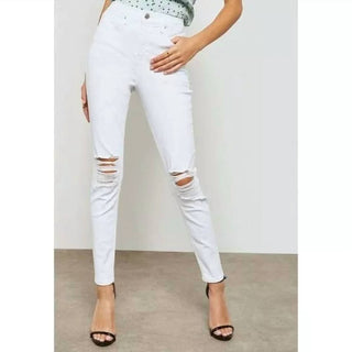 Topshop - Calça Jeans Skinny Jamie Moto Rasgada de Cintura Alta