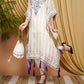 Zaalima Fashion - Striped Organza Kaftan Suit With Mirror Work And Tassel Accents