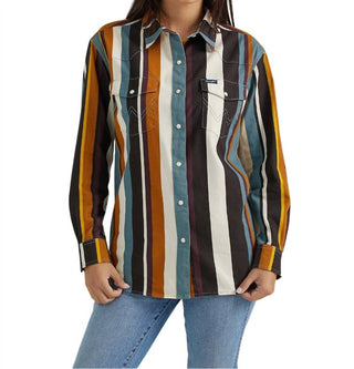 Camisa Wrangler - Brushpopper Stripe Cowboy Snap