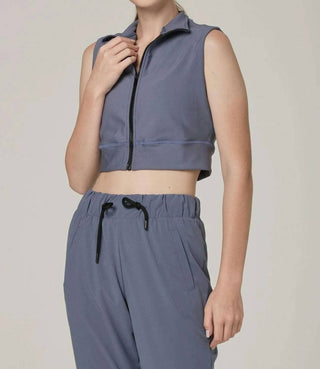 925 Fit - Colete curto com zíper e modelagem curta