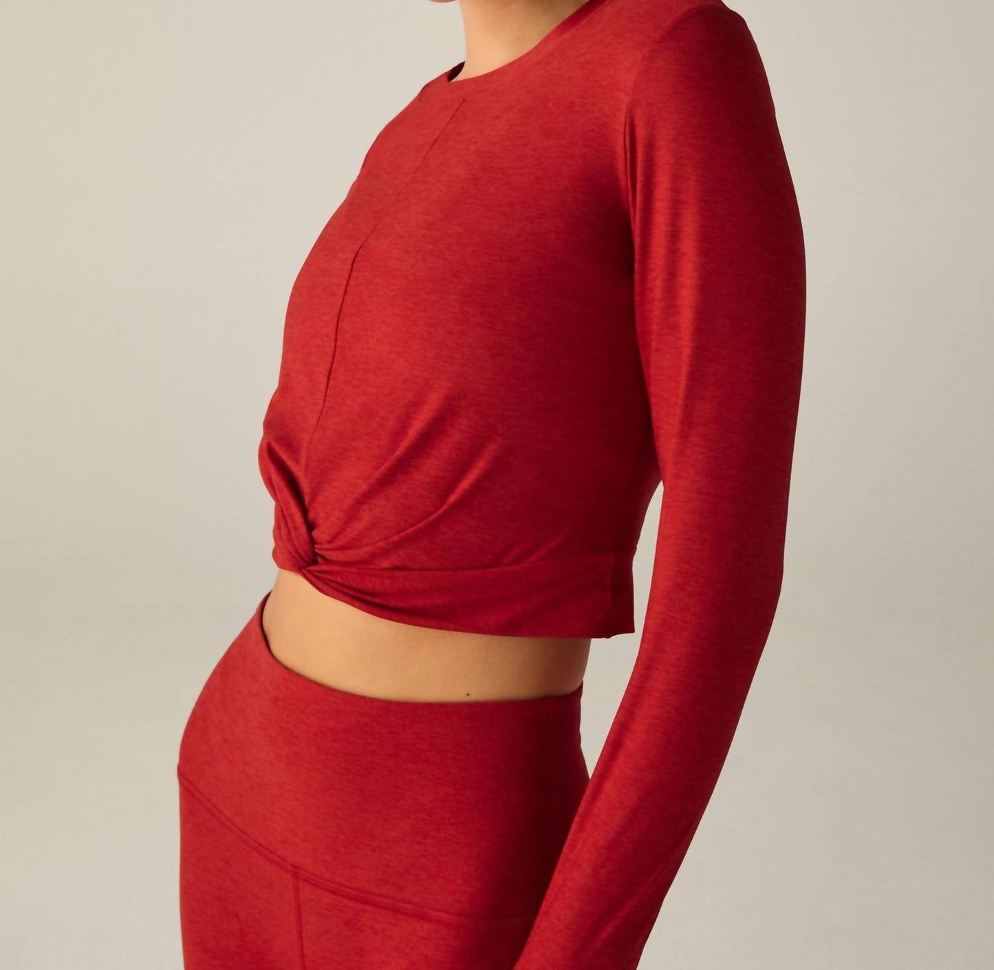 Beyond Yoga - Center Stage Cropped Long Sleeve Pullover Tee Top