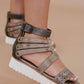 Bedstu - Women's Leather Zipper Platforms Sandals Shoes