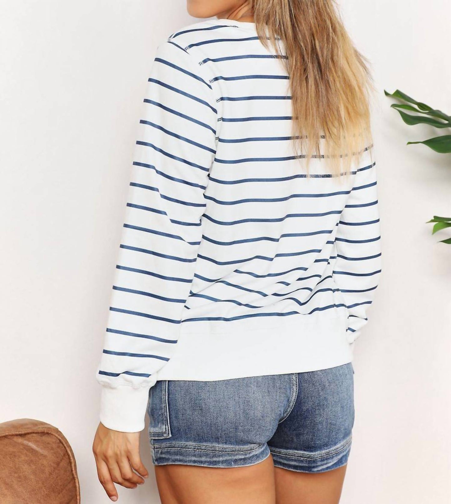 Double Take - Striped Long Sleeve Round Neck Top