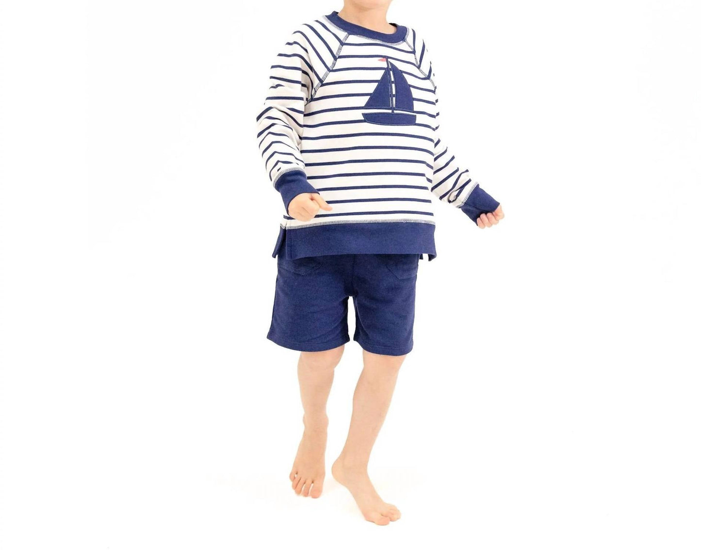 Angel Dear - Stripe Terry Sweatshirt And Short Set