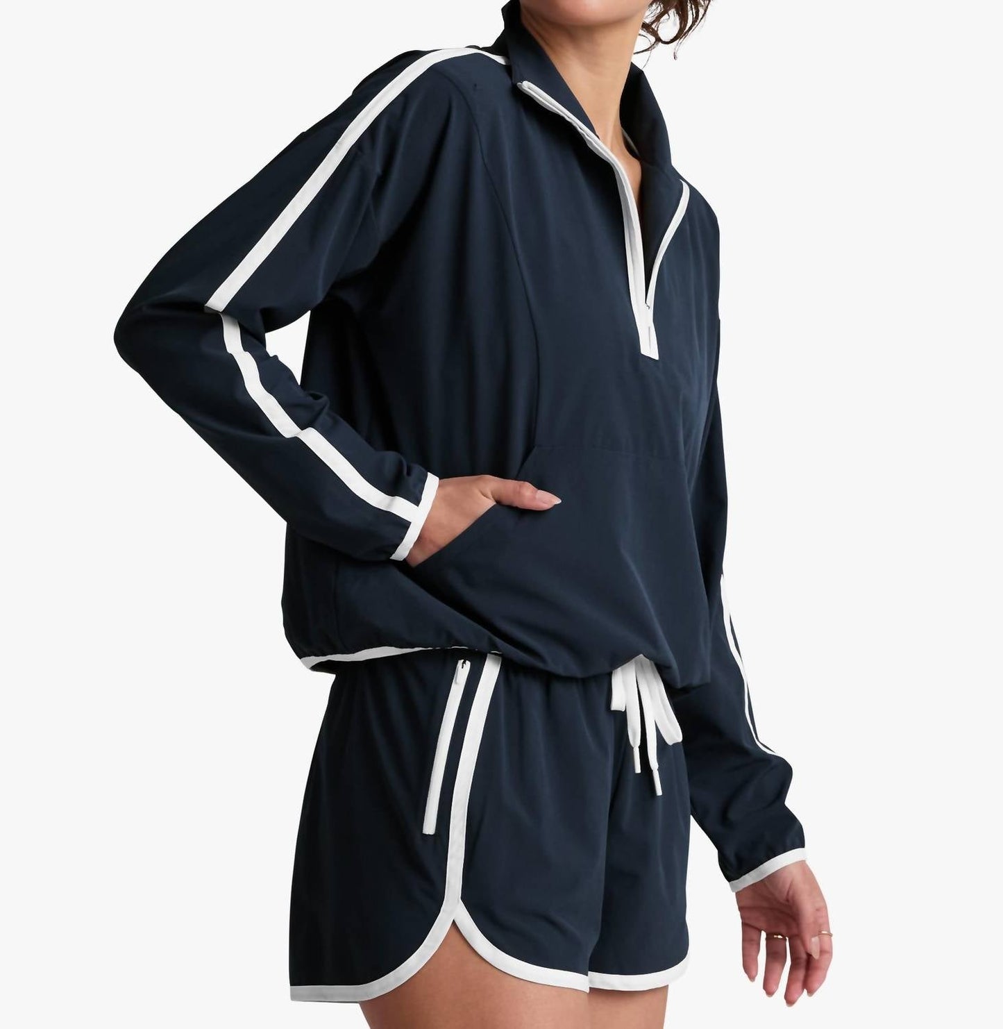 Beyond Yoga - Course Contrast Half Zip Pullover Sweatshirt