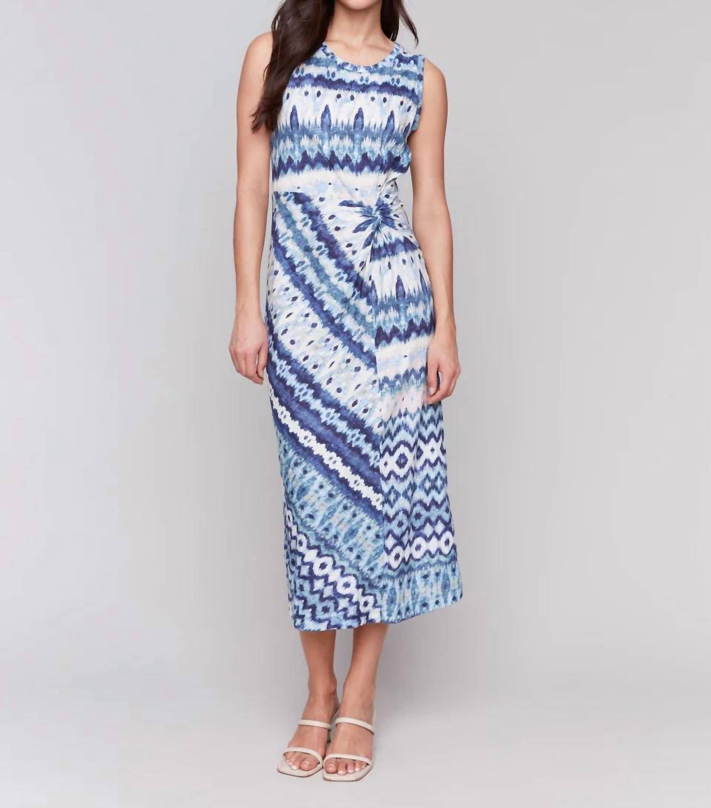 Charlie B - Sleeveless Cotton Dress With Faux Knot Detail