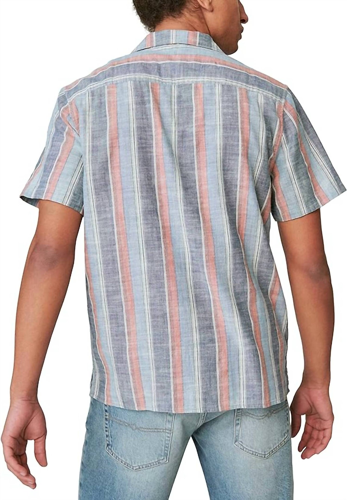 Lucky Brand - Striped Short Sleeve Camp Collar