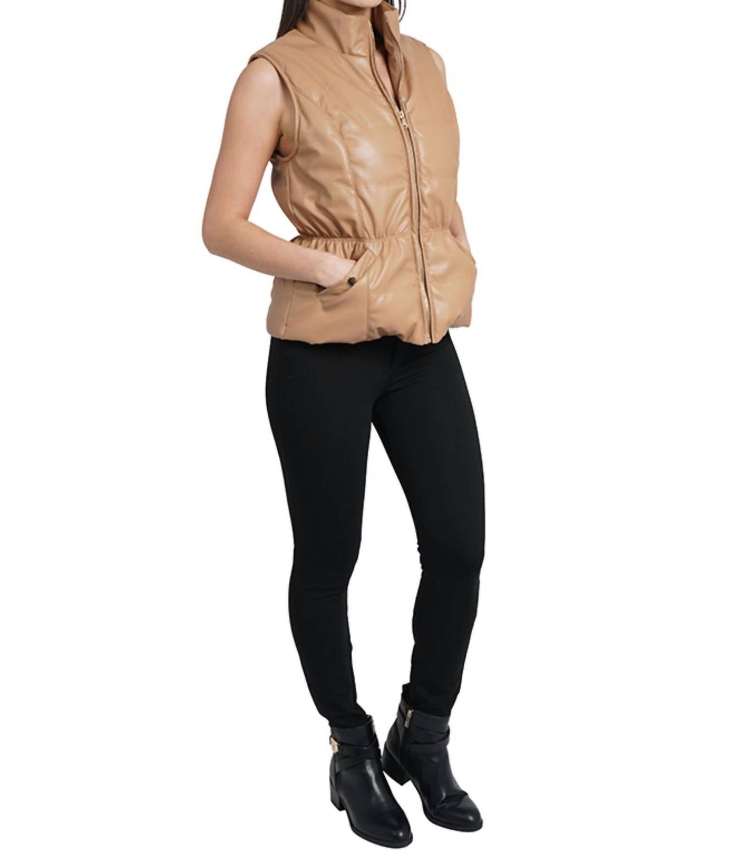 Love Token - Chlo Puffer Vest With Cinched Waist