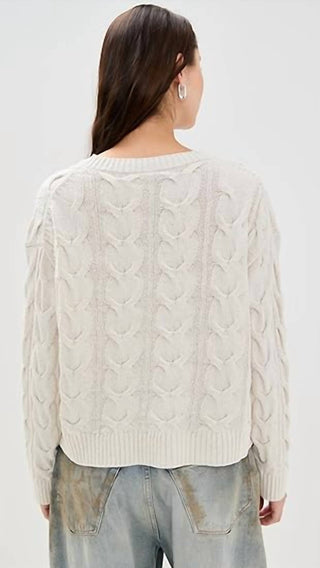 Free People - Suéter com decote em V e cabo