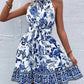 Trendsi - Printed Tie Waist Mini Dress