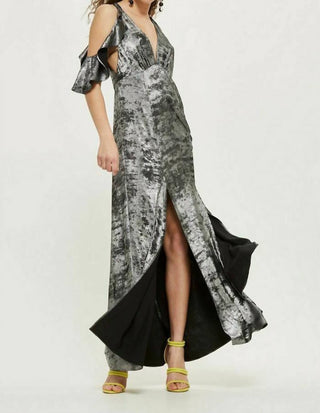 Topshop - Vestido longo com brilho de folha metálica