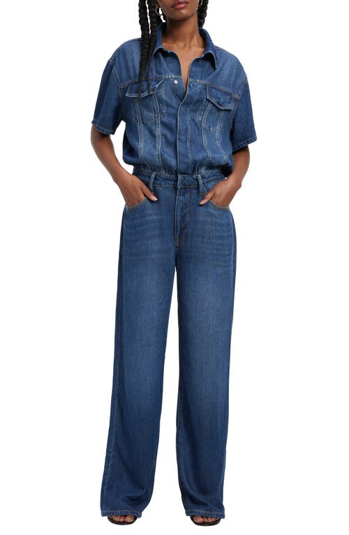 Good American Weightless Denim Jumpsuit in Blue