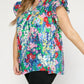 Entro - Floral Ruffle Sleeve Top - Plus