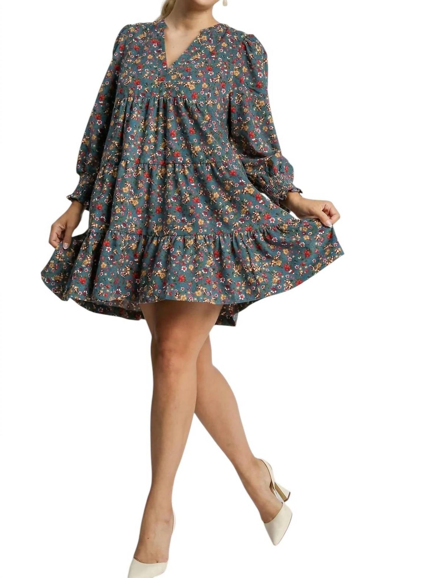 Umgee - Floral Corduroy Dress