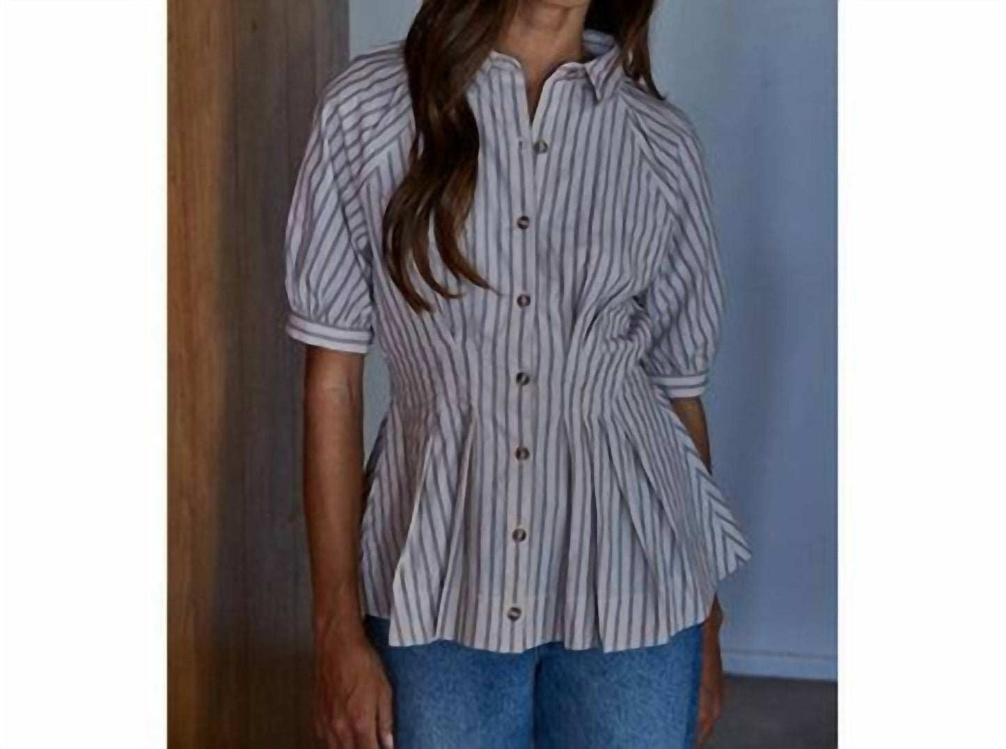 By Together - Sable Striped Peplum Top