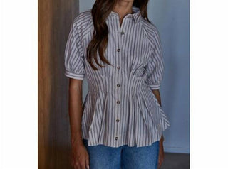 By Together - Sable Striped Peplum Top