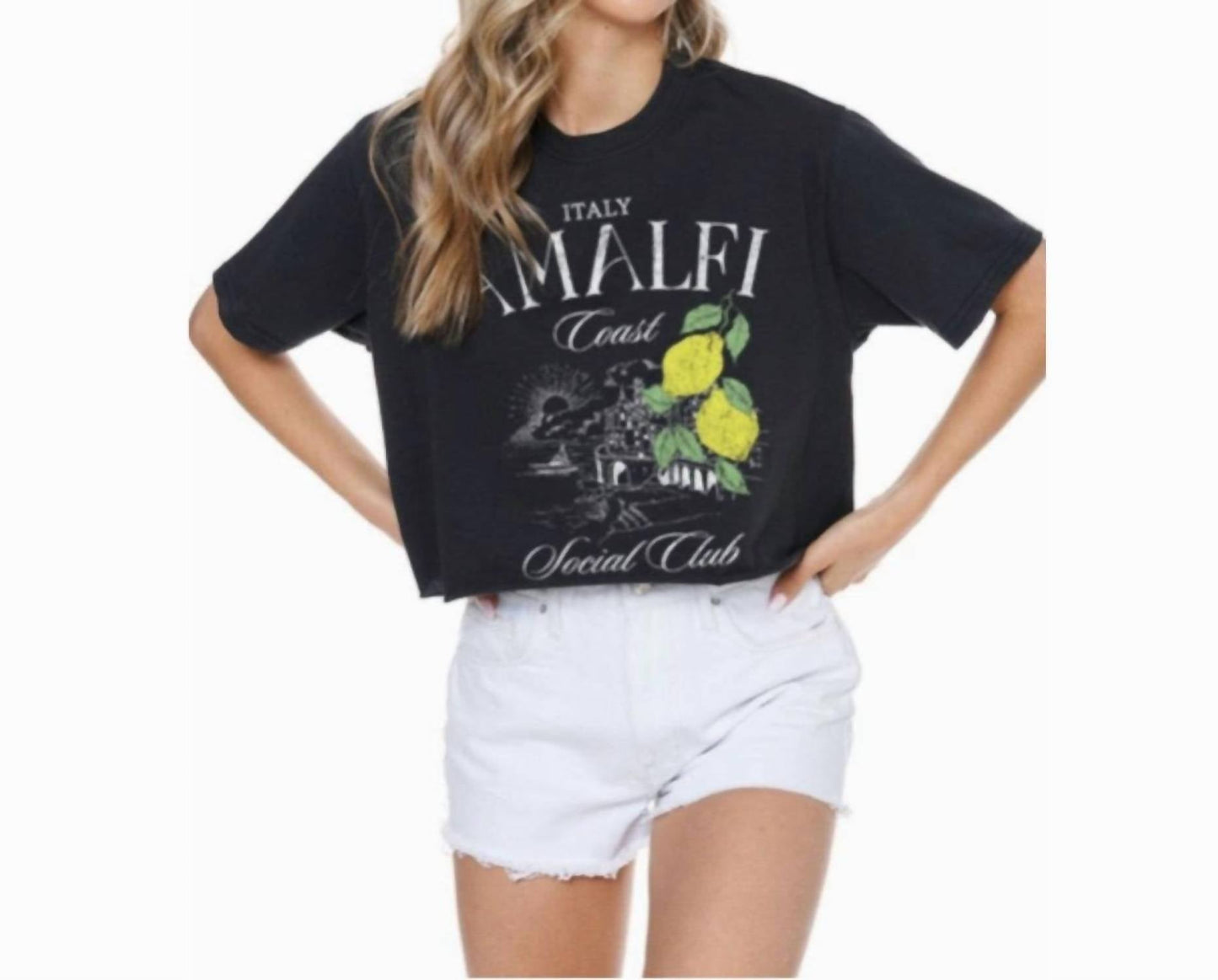 Always Amalfi - Women's Coast Graphic Short Sleeve Faux Cropped Tee