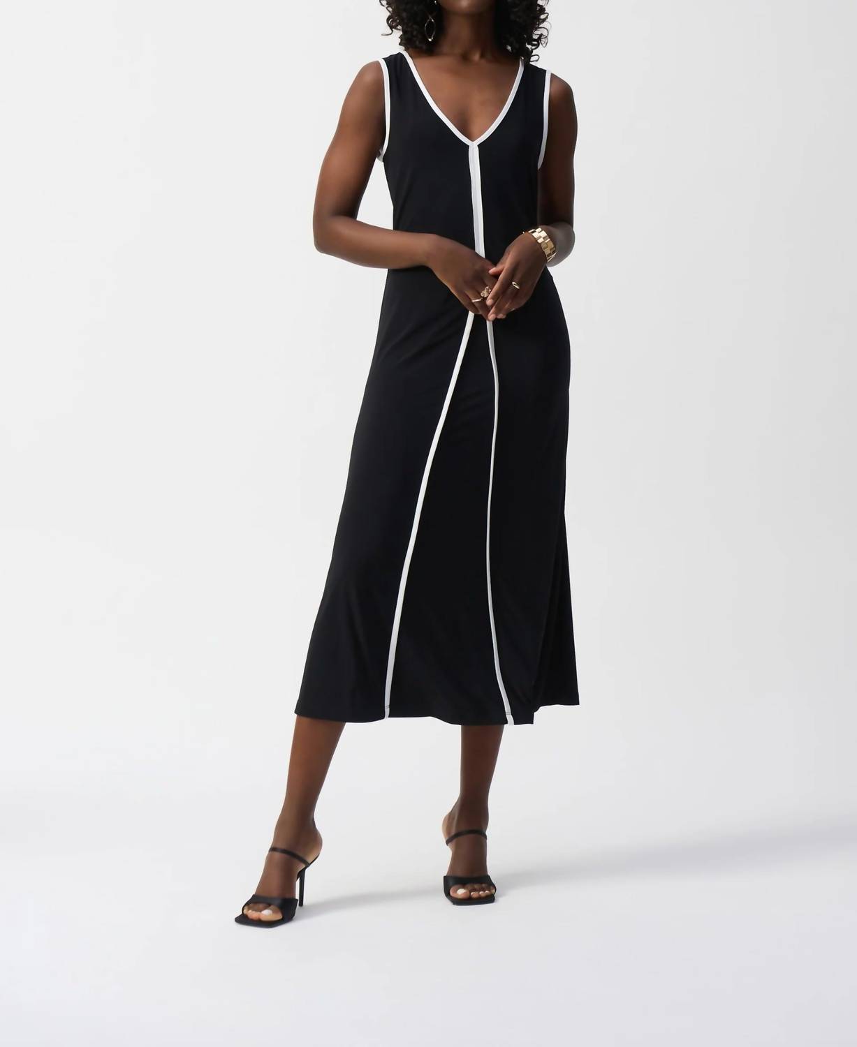 Joseph Ribkoff - V-neck Sleeveless Maxi A-line Dress