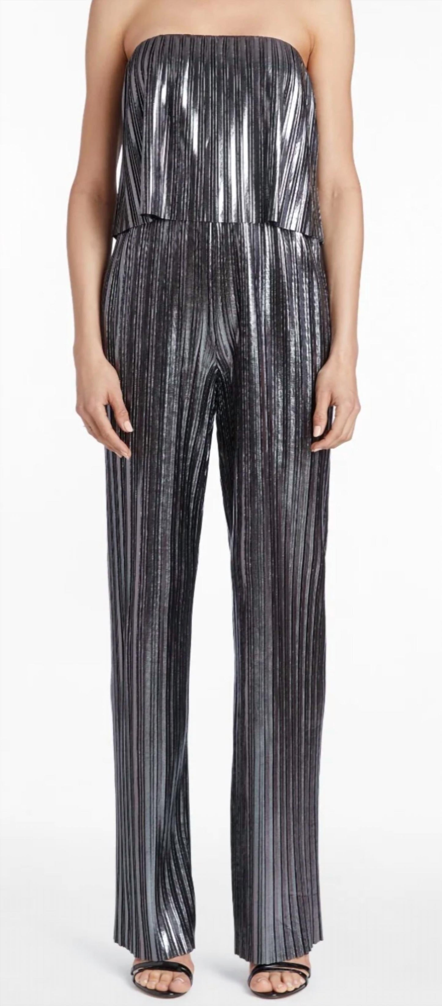 Amanda Uprichard - Collina Metallic Strapless Jumpsuit
