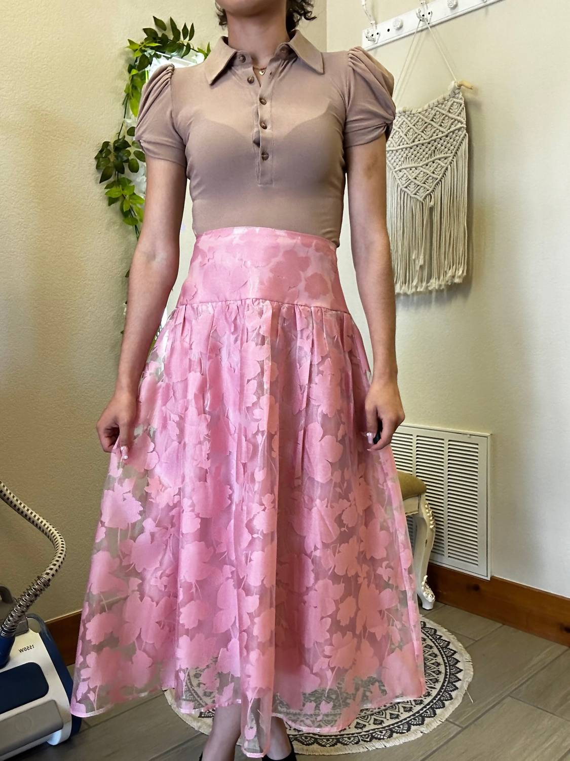 Blu Pepper - Floral Organza Midi Skirt