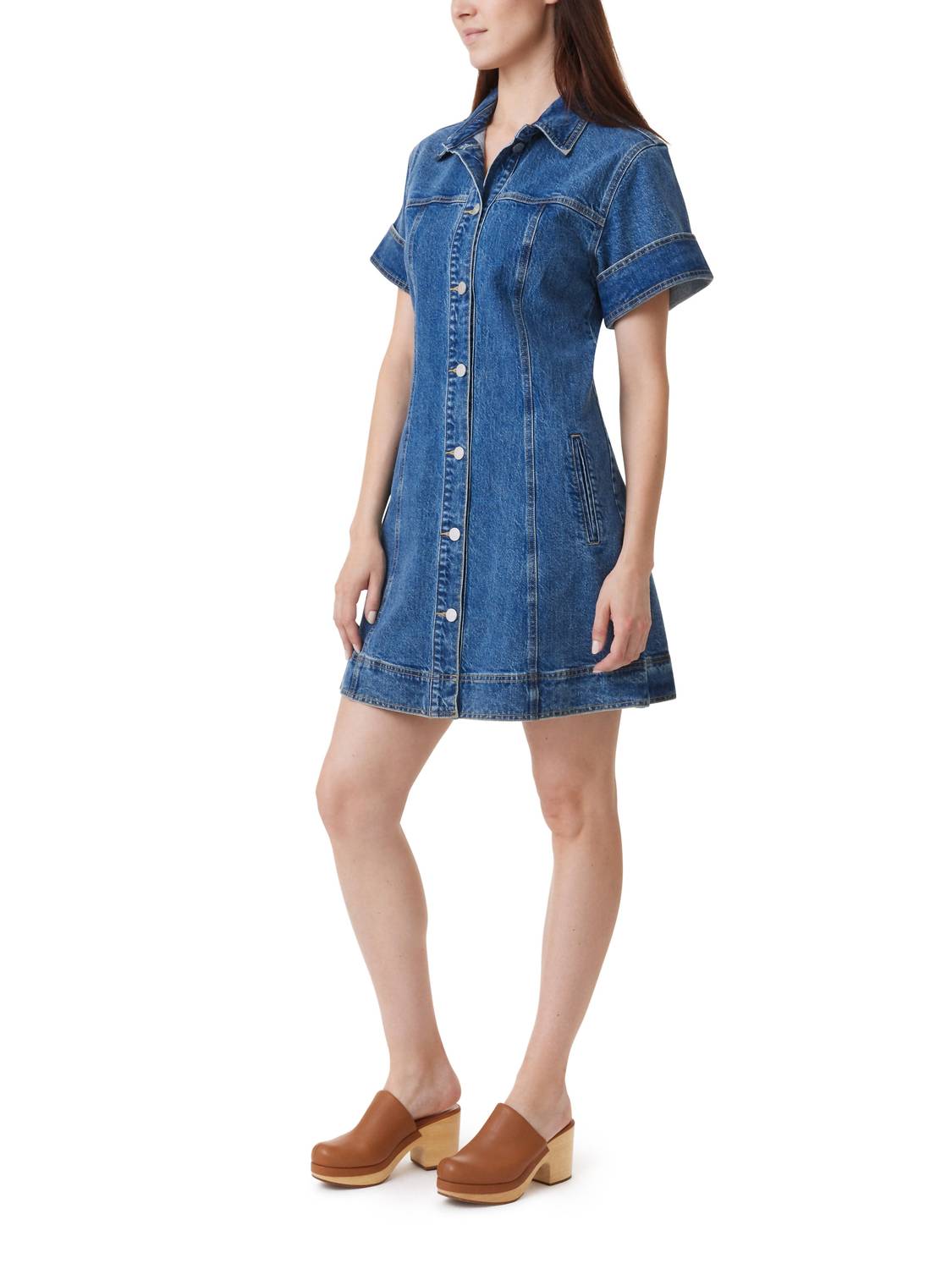 Habitual - Short Sleeve Denim Shift Dress