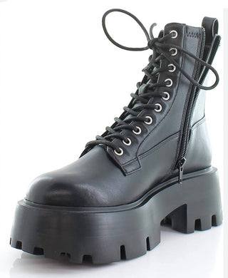 Steve Madden - Bota de combate feminina Maddox com salto plataforma e salto bloco