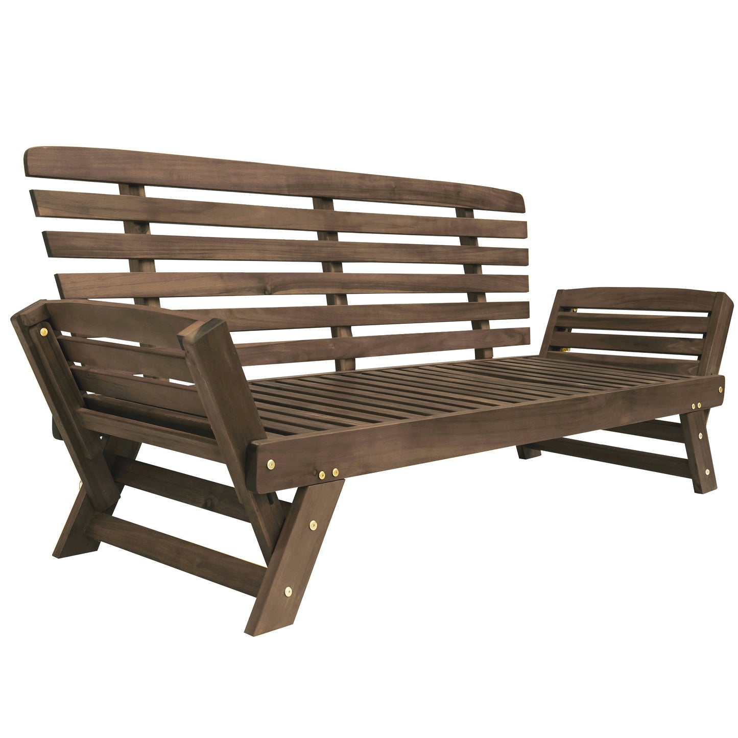 TOPMAX Outdoor Adjustable Patio Wooden Daybed Sofa Chaise Lounge