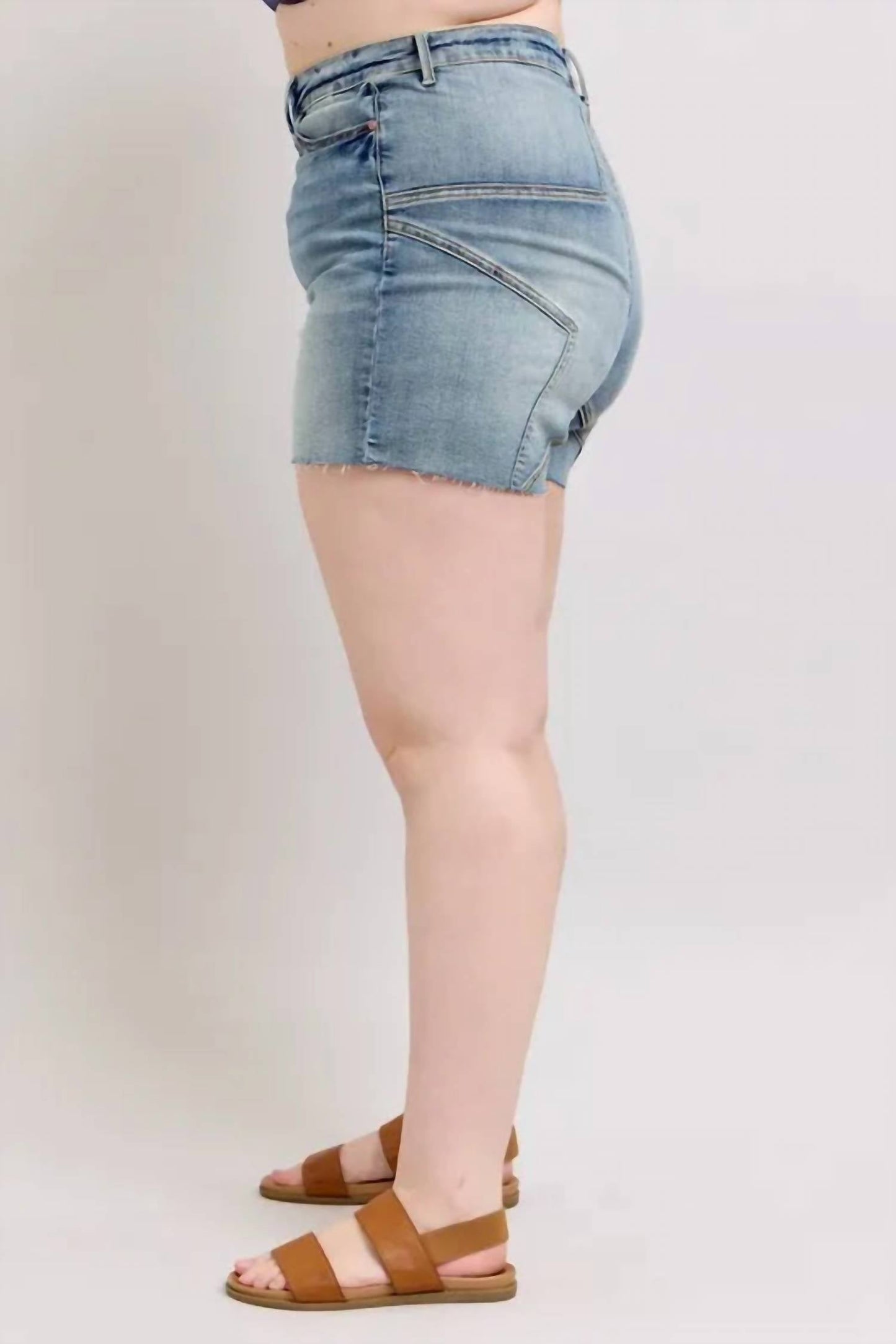 Trendsi - Judy Blue Full Size High Waist Star Seam Detail Denim Shorts Plus Size