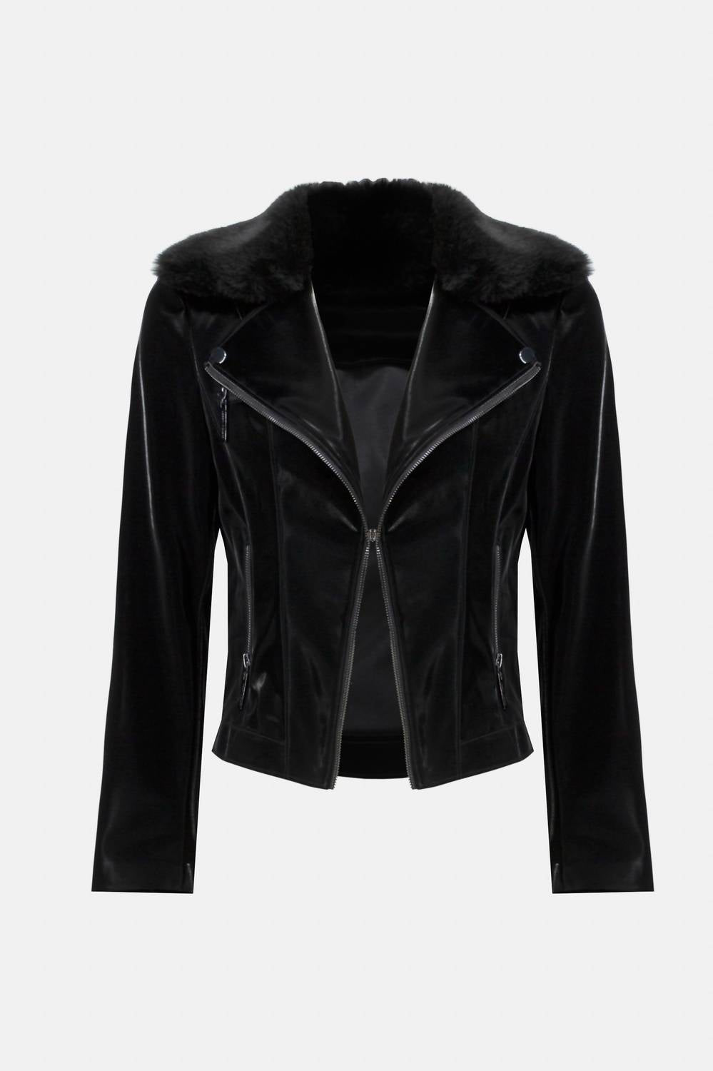 Joseph Ribkoff - Faux Fur Accent Moto Jacket