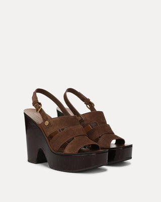 Veronica Beard - Sandália plataforma feminina de camurça peônia