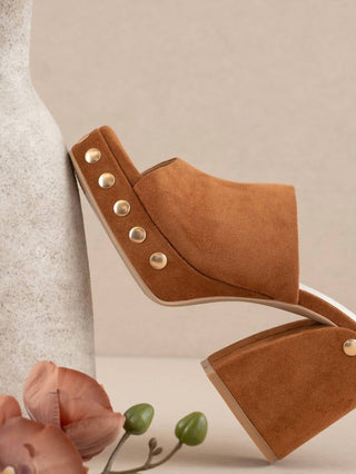 Oasis Society - The Leona - Studded Suede Platform Heels