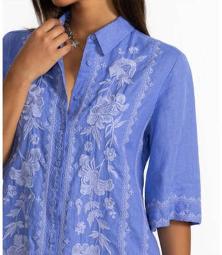 Johnny Was - Vestido de camisa de linho com manga kimono Camille