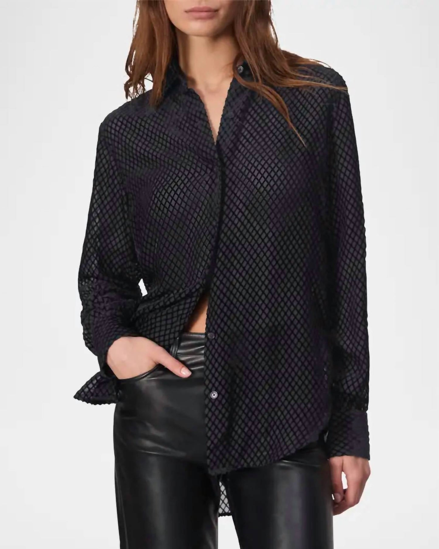 Rag & Bone - Lila Burnout Velvet Long-sleeve Shirt