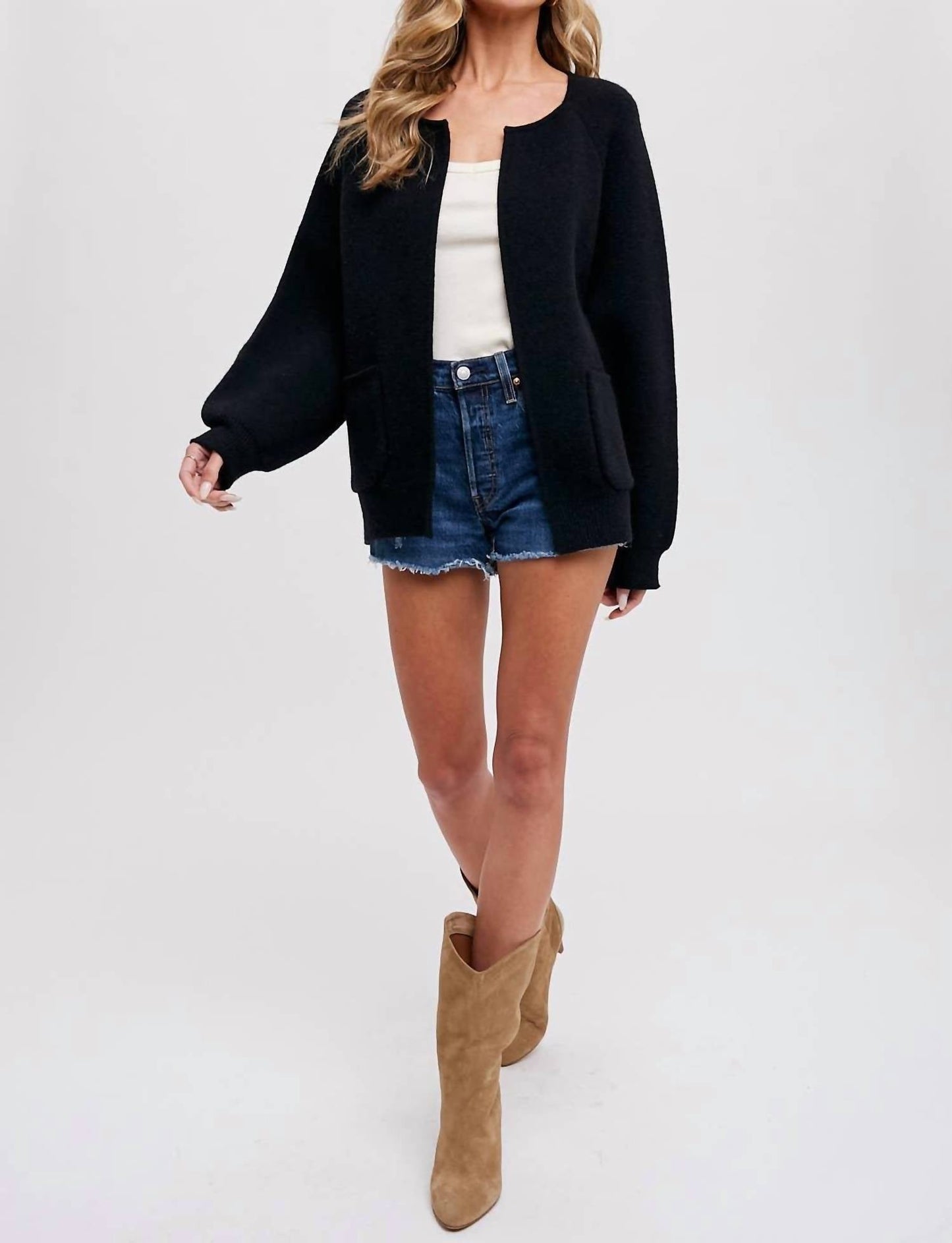 Bluivy - Open Front Sweater Jacket