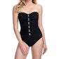 Profile By Gottex - Lace Up Shirred Front Strapless One Piece Swimsuit